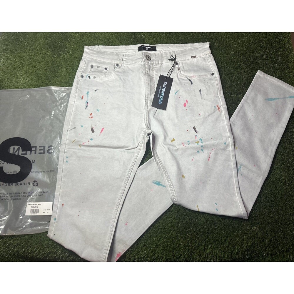 SERENEDE ZENOS WORD JEANS (paint splatter) | Size 38 | NEW WITH TAGS